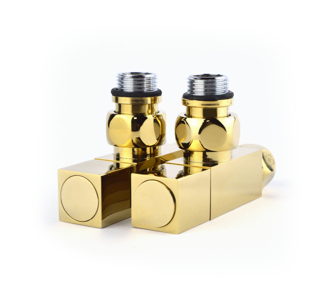Кран кутовий для рушникосушки Raftec Quadro 1/2х1/2, золото, 2шт.