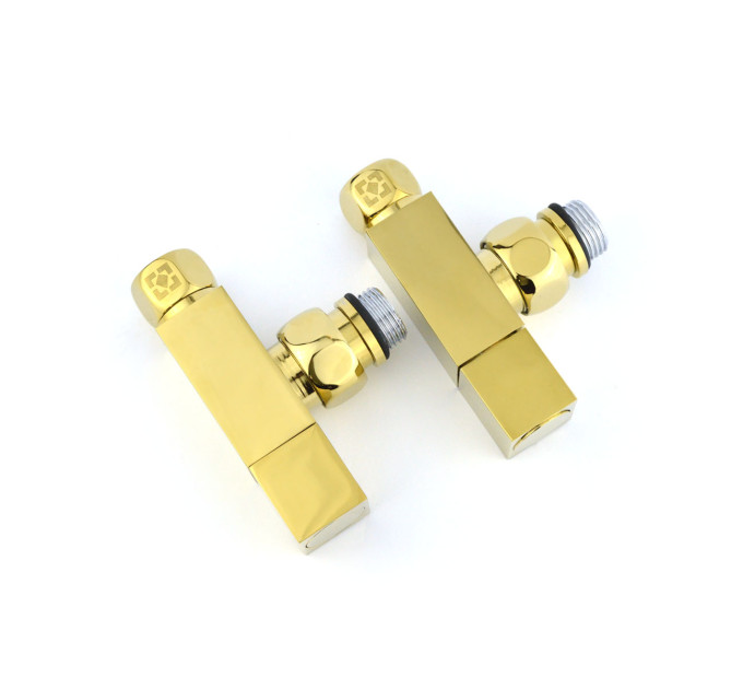 Кран кутовий для рушникосушки Raftec Quadro 1/2х1/2, золото, 2шт.