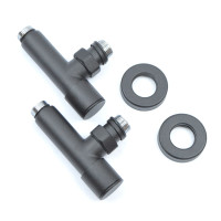 Кран кутовий для рушникосушки Raftec 1/2"х1/2" подовжений, чорний, 2шт.