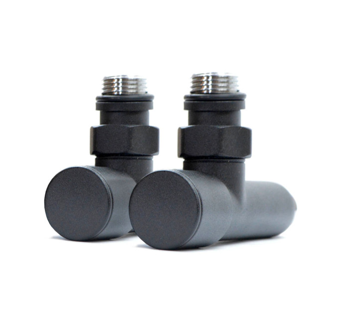 Кран кутовий для рушникосушки Raftec 1/2"х1/2" подовжений, чорний, 2шт.