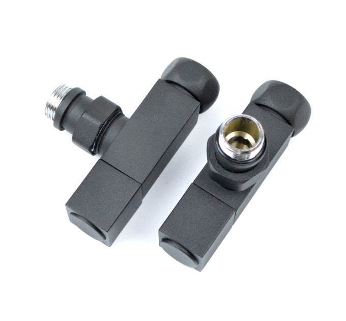 Кран кутовий для рушникосушки Raftec Quadro 1/2х1/2 чорний муар, 2шт.