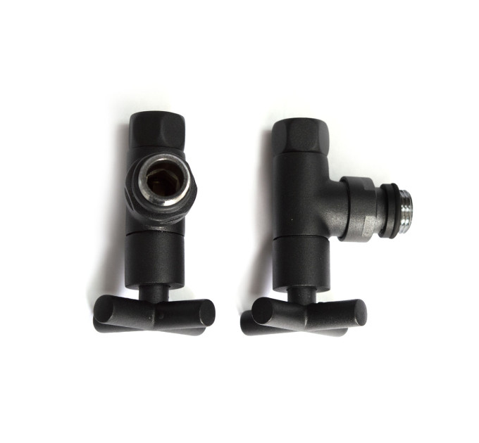 Кран кутовий для рушникосушки Raftec Premium 1/2х1/2, чорний муар, 2шт.
