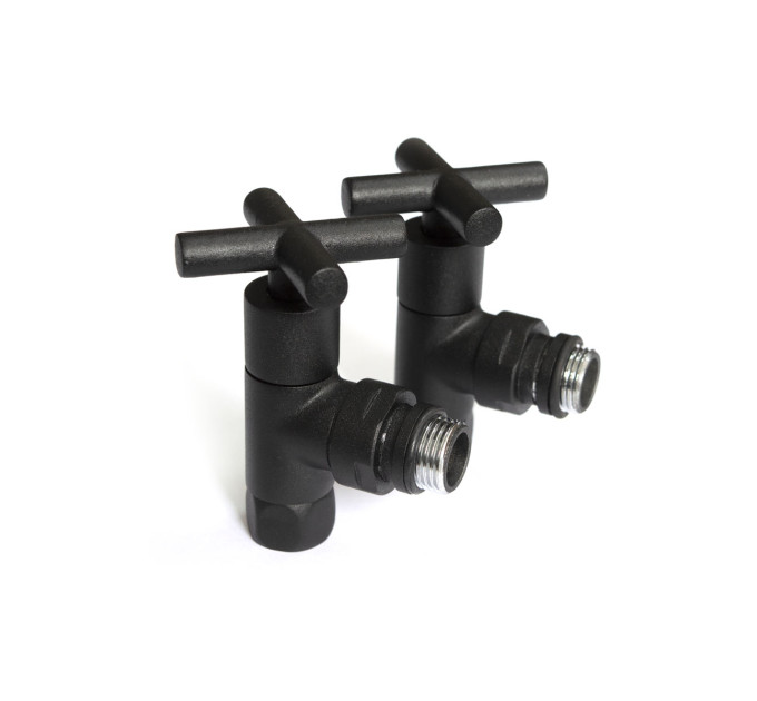 Кран кутовий для рушникосушки Raftec Premium 1/2х1/2, чорний муар, 2шт.