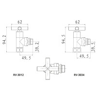 Кран кутовий для рушникосушки Raftec Premium 1/2х1/2  золото, 2шт.