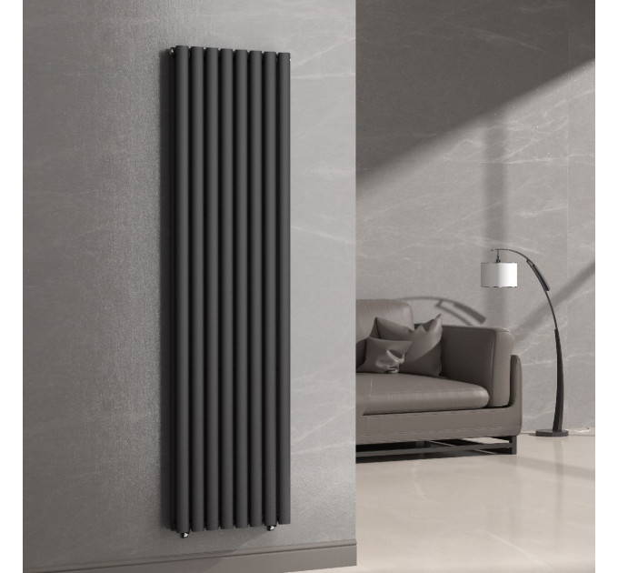 Вертикальний радіатор Ellipse Double 480х1800-8, anticor, чорний муар