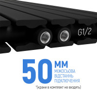 Вертикальний радіатор NAVIN Largo Double 456x1800-6 (50мм), anticor, чорний муар