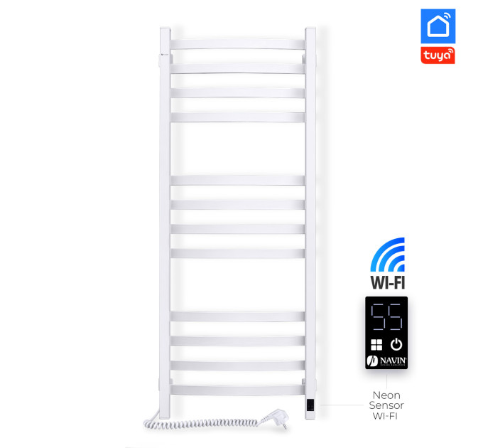 Рушникосушка електрична Navin Avalon 480х1200 Sensor з Wi-Fi ліва, біла