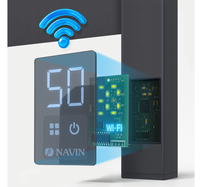 Рушникосушка електрична Navin Avalon 480х1200 Sensor з Wi-Fi права, чорний муар