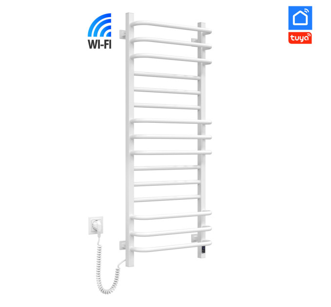 Рушникосушка електрична Navin Грандіс 480х1200 Sensor з Wi-Fi, ліва з таймером, біла