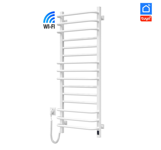 Рушникосушка електрична Navin Грандіс 480х1200 Sensor з Wi-Fi, ліва з таймером, біла