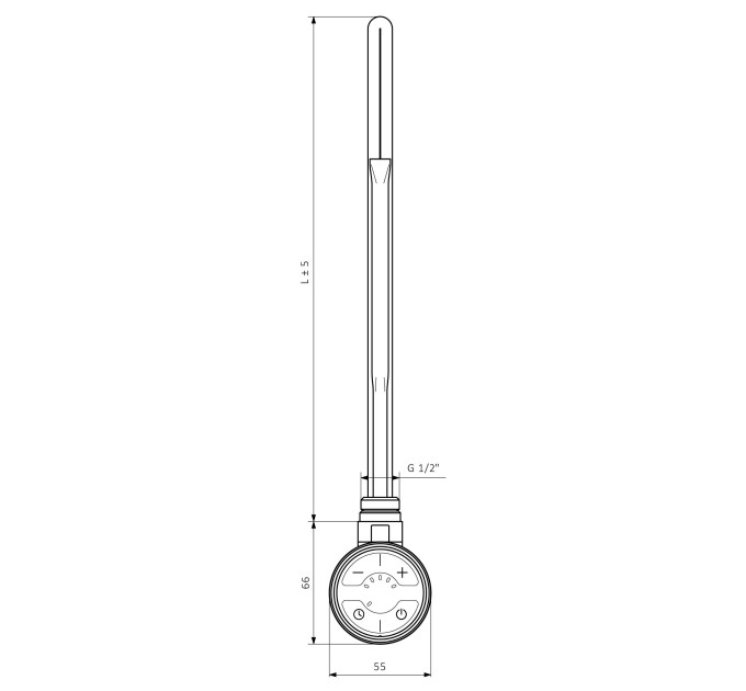 ТЕН для рушникосушарки TERMA MOA 600W з прихованим монтажем, чорний