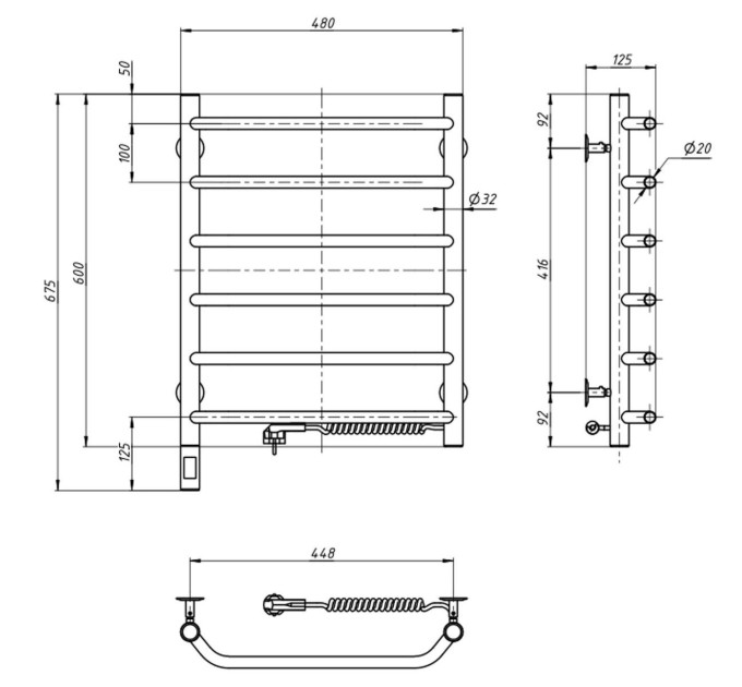Рушникосушарка Блюз 480х600 Sensor права з таймером 10-006033-4860