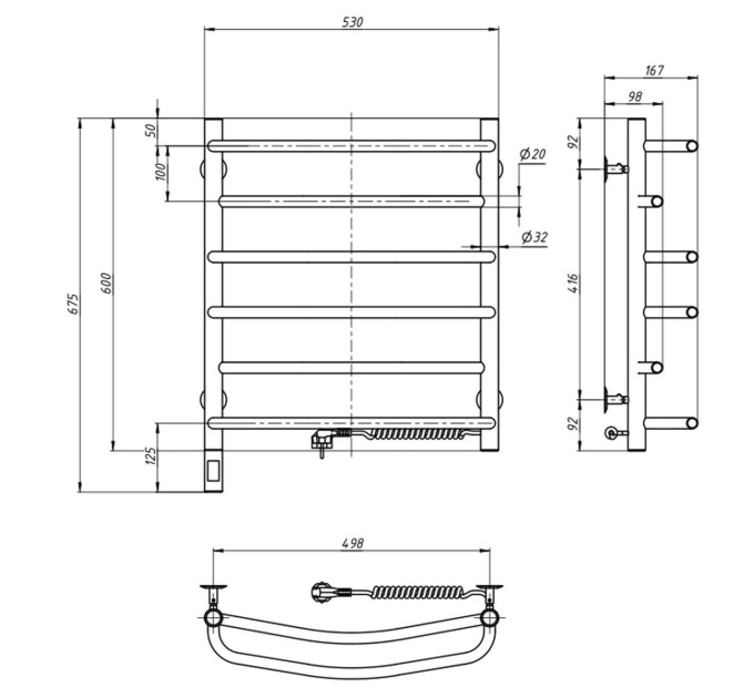 Рушникосушарка Омега 530х600 Sensor права з таймером 10-015033-5360