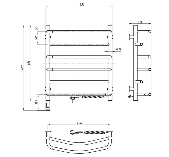 Рушникосушарка Омега 530х600 Sensor права з таймером 12-015033-5360