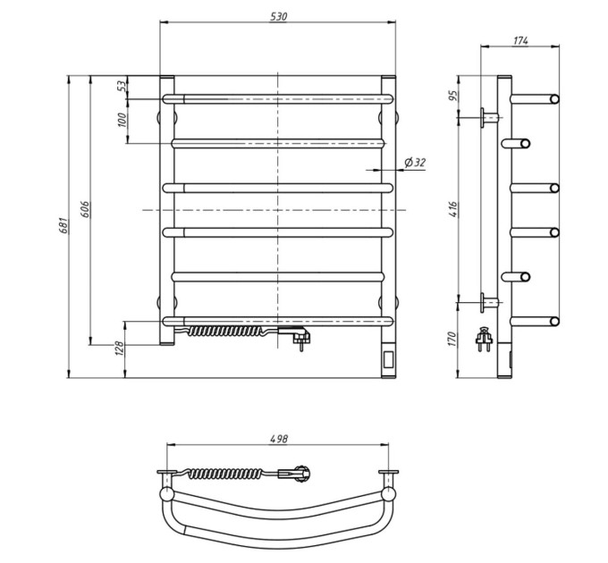 Рушникосушарка Омега 530х600 Sensor ліва з таймером 12-015133-5360