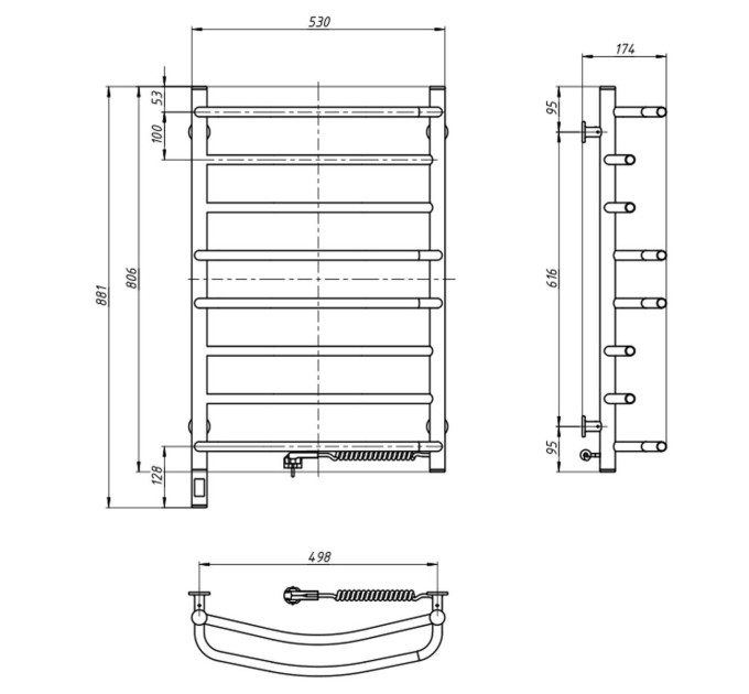 Рушникосушарка Омега 530х800 Sensor права з таймером 12-015033-5380