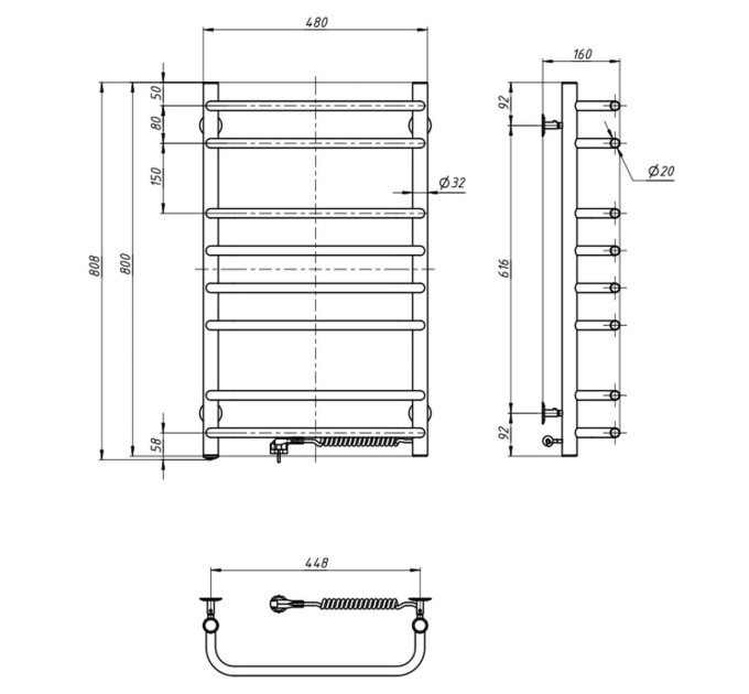 Рушникосушарка Симфонія 480х800 права 10-009020-4880