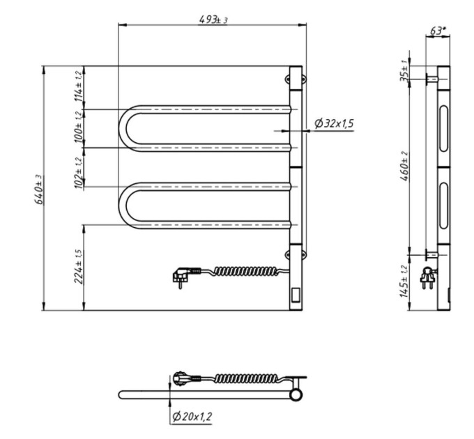 Рушникосушка електрична Fouette 480х600 Sensor з таймером