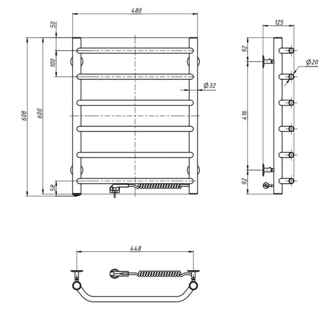 Рушникосушарка Блюз 480х600 права 10-006020-4860