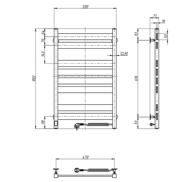 Рушникосушарка Navin Largo 500х800 Sensor правобічна з таймером 10-044053-5080