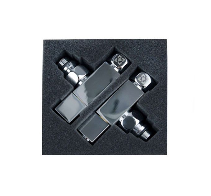 Кран кутовий для рушникосушки Raftec Quadro 1/2х1/2 Chrome, 2шт.
